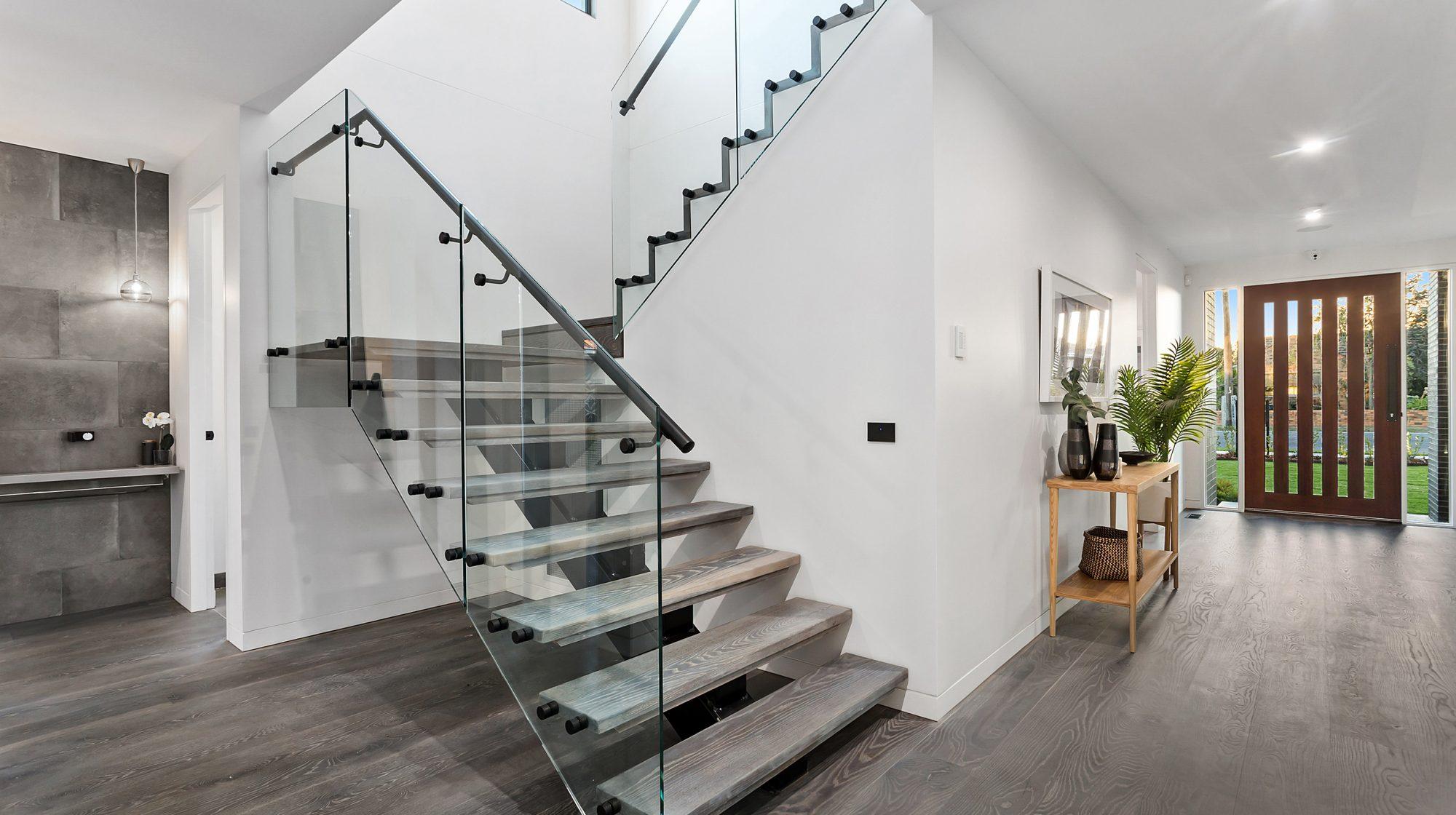Modern Glass Balustrade Floating Staircases - Timeless Staircases Melbourne